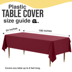Premium Burgundy Plastic Table Covers | 6 Pack | 54 in. x 108 in.