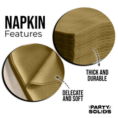 Gold Dinner Napkins | 8 in. x 8 in. | 50 Ct.