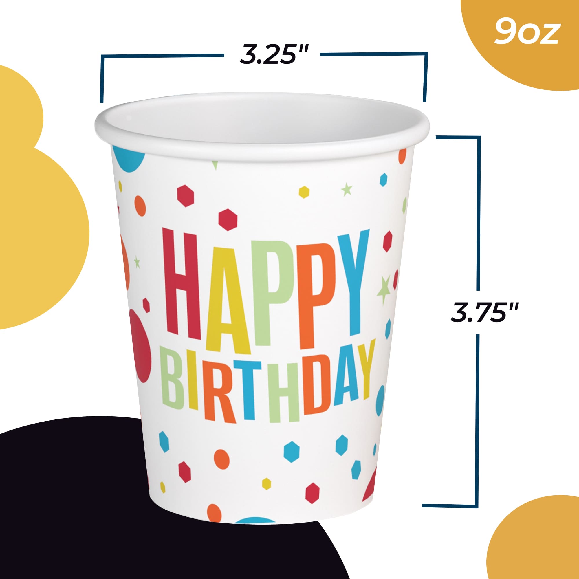 9 oz. Birthday Print Paper Cups - 50 Ct.