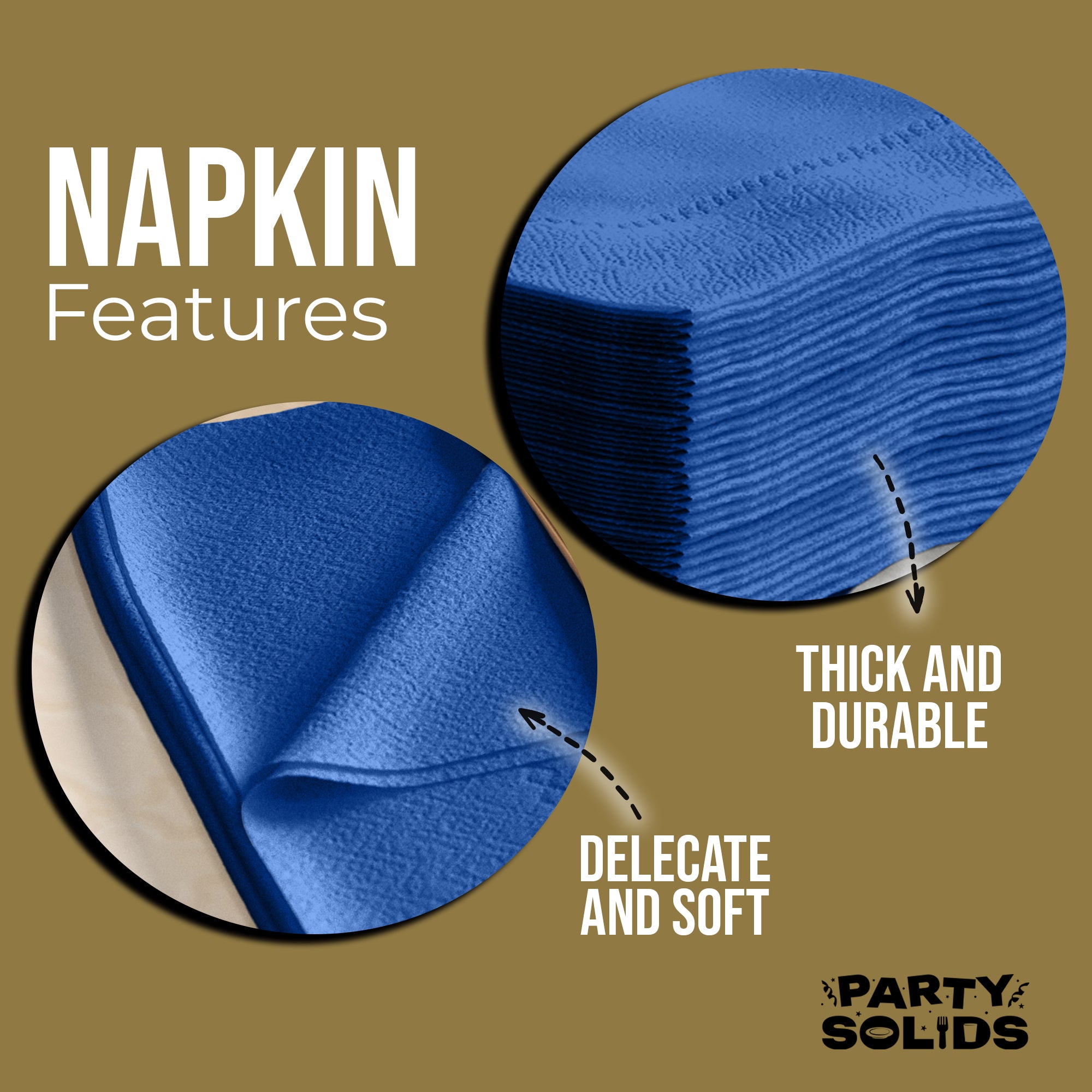 Dark Blue Dinner Napkins | 8 in. x 8 in. | 50 Ct.