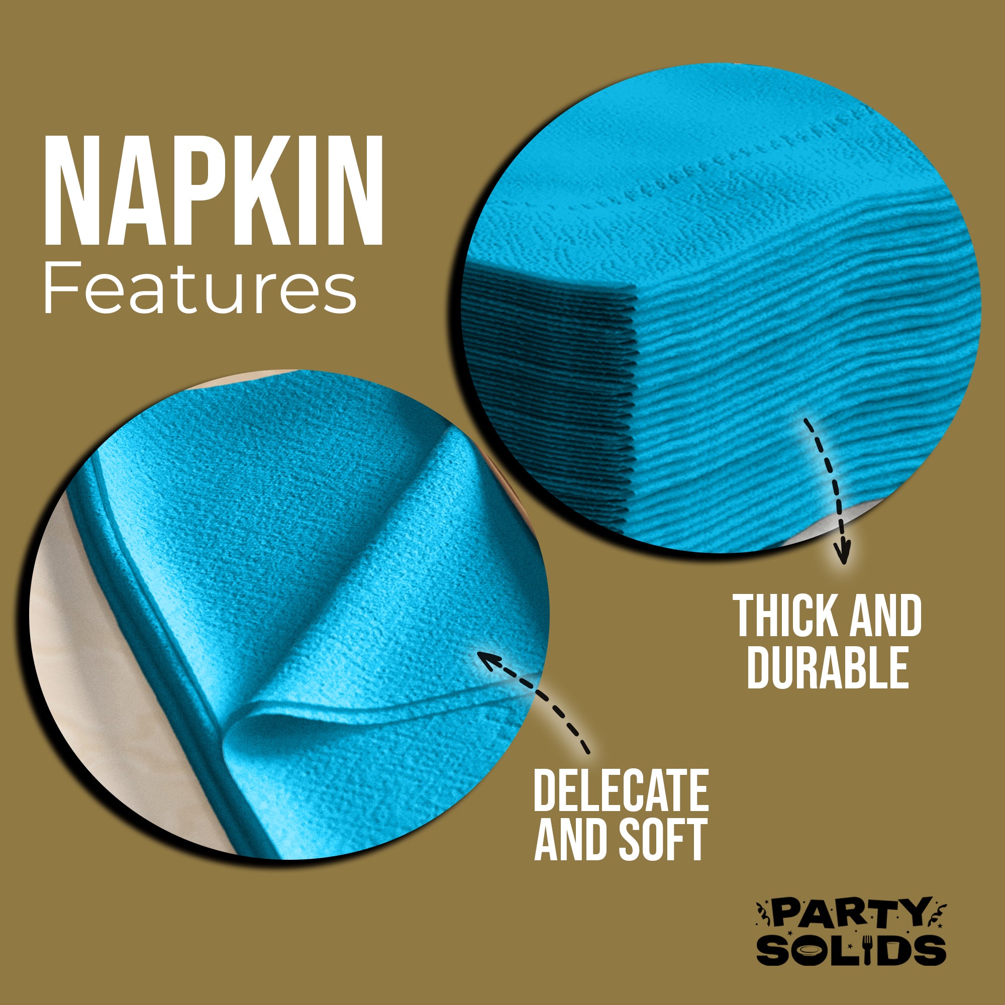 Turquoise Dinner Napkins | 8 in. x 8 in. | 50 Ct.