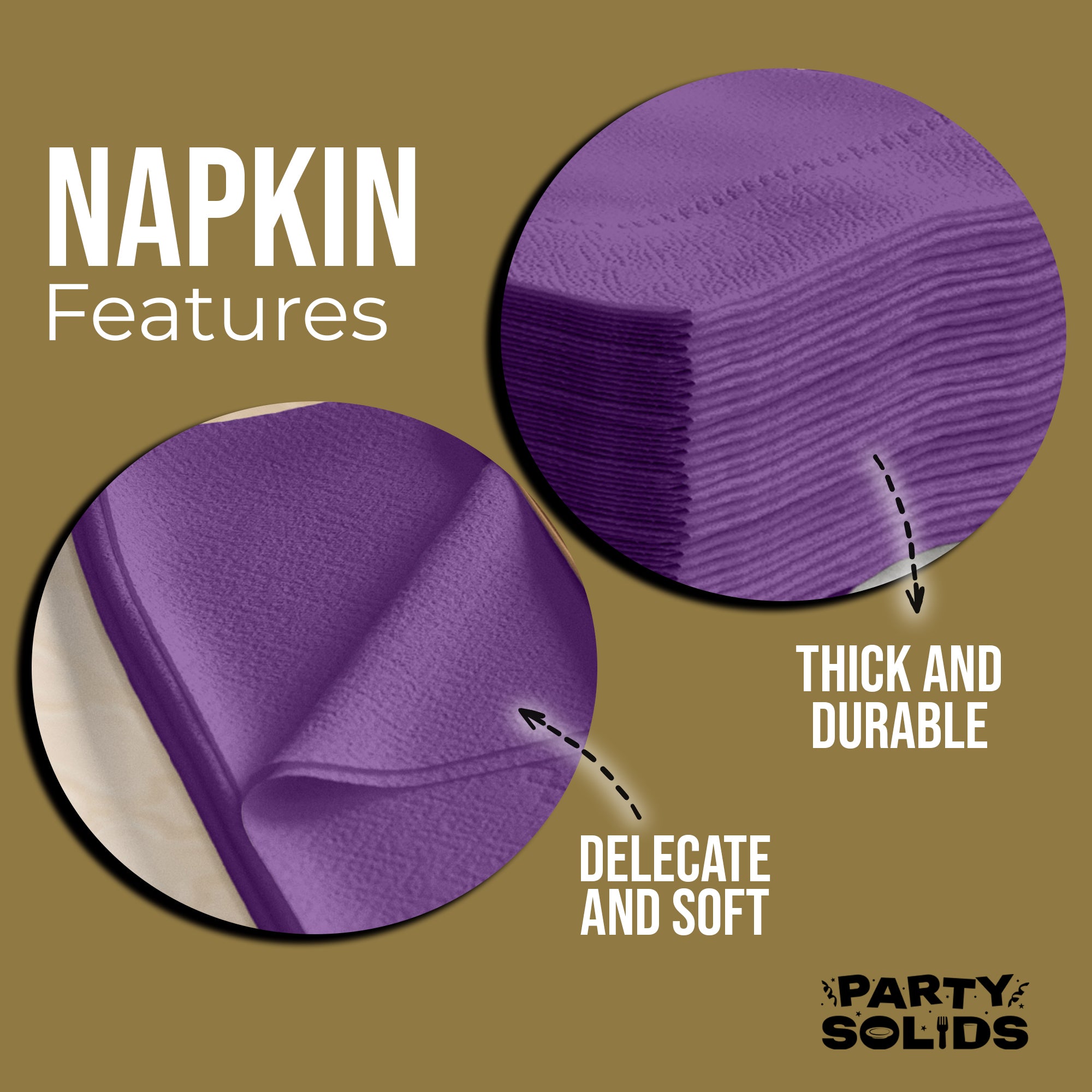 Purple Dinner Napkins | 8 in. x 8 in. | 50 Ct.