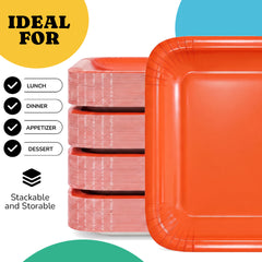 7 In. Orange Square Paper Plates - 20 Ct.