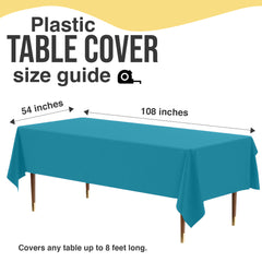 Premium Turquoise Plastic Table Covers | 6 Pack | 54 in. x 108 in.