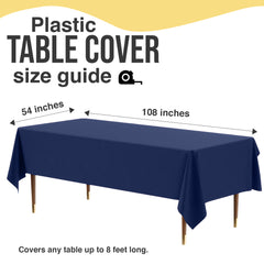 Premium Navy Blue Plastic Table Covers | 6 Pack | 54 in. x 108 in.