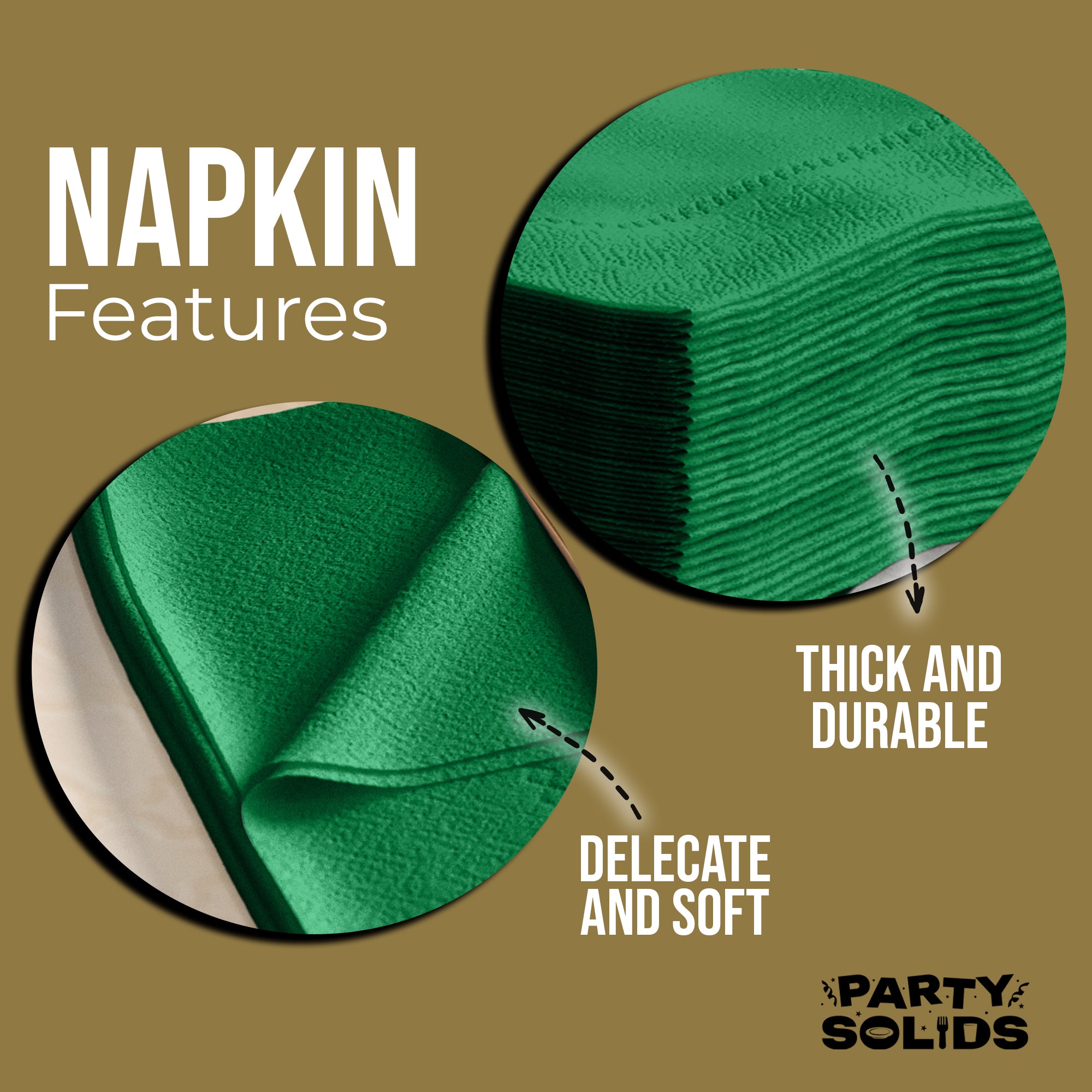 Emerald Green Dinner Napkins | 8 in. x 8 in. | 50 Ct.