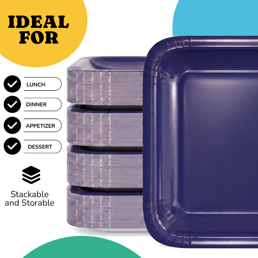 7 In. Navy Square Paper Plates - 50 Ct.
