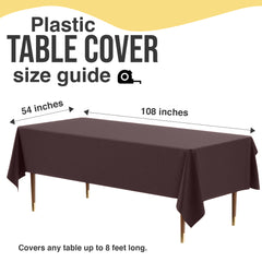 Premium Brown Plastic Table Covers | 6 Pack | 54 in. x 108 in.