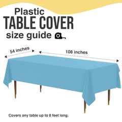 Premium Sky Blue Plastic Table Covers | 6 Pack | 54 in. x 108 in.