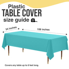 Premium Aqua Blue Plastic Table Covers | 6 Pack | 54 in. x 108 in.