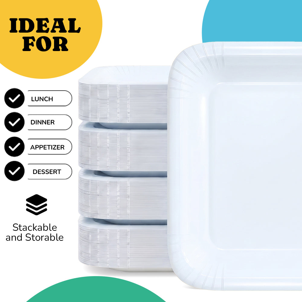 7 In. White Square Paper Plates - 20 Ct.