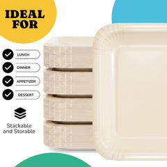 9 In. Ivory Square Paper Plates - 50 Ct.