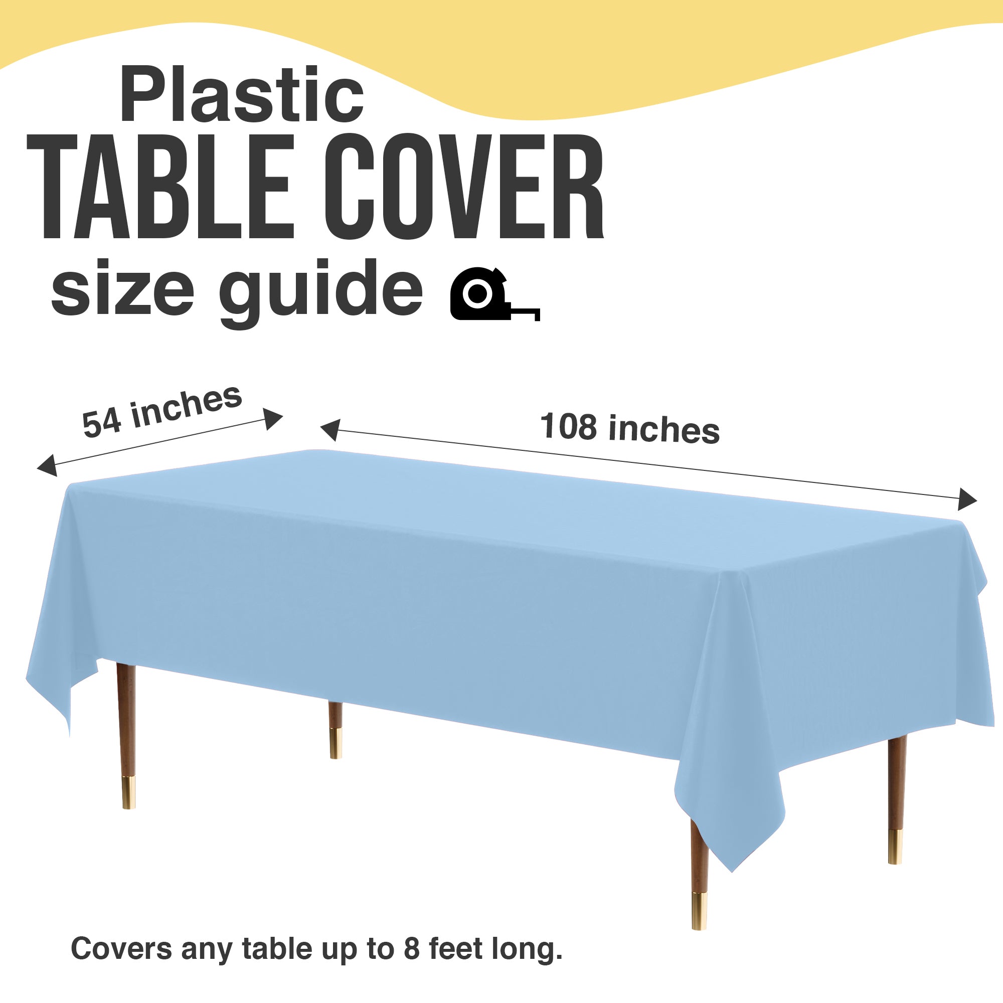 Premium Light Blue Plastic Table Covers | 6 Pack | 54 in. x 108 in.