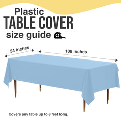 Premium Light Blue Plastic Table Covers | 6 Pack | 54 in. x 108 in.