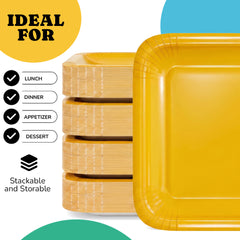 7 In. Yellow Square Paper Plates - 50 Ct.