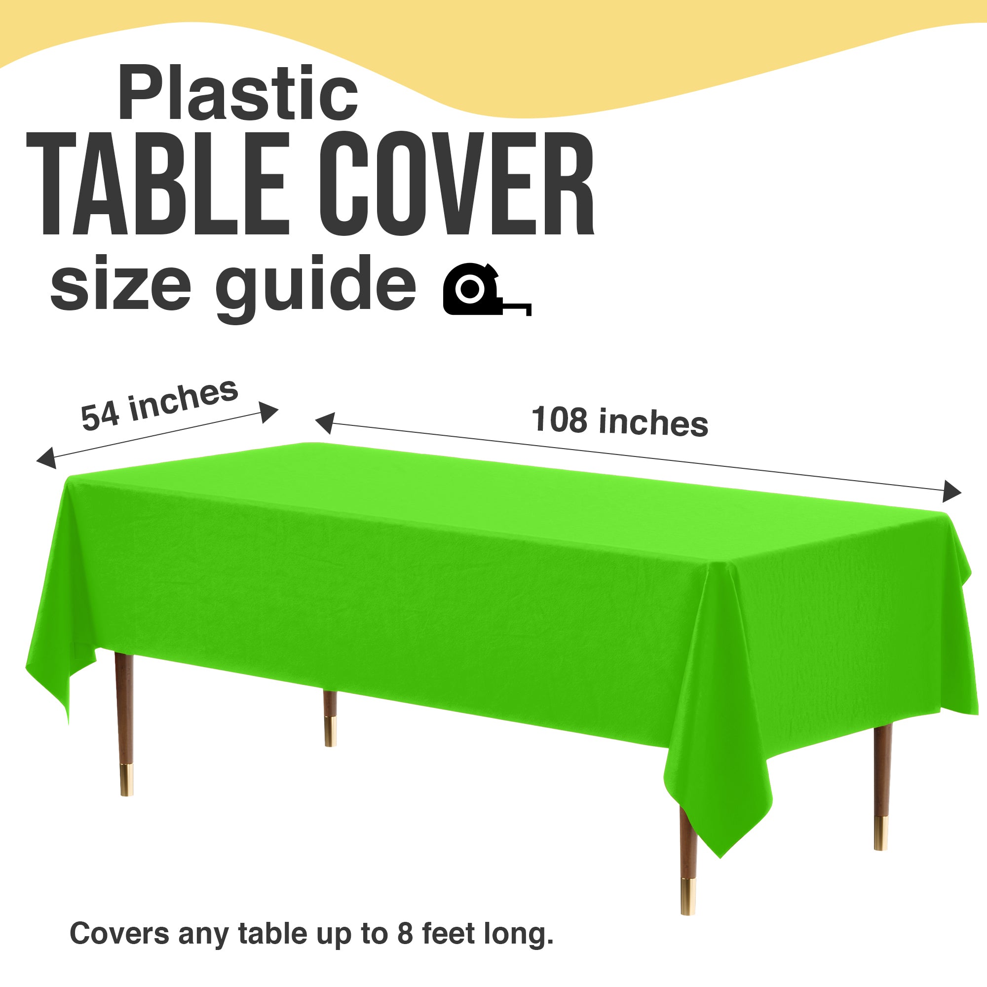 Premium Lime Green Plastic Table Covers | 6 Pack | 54 in. x 108 in.