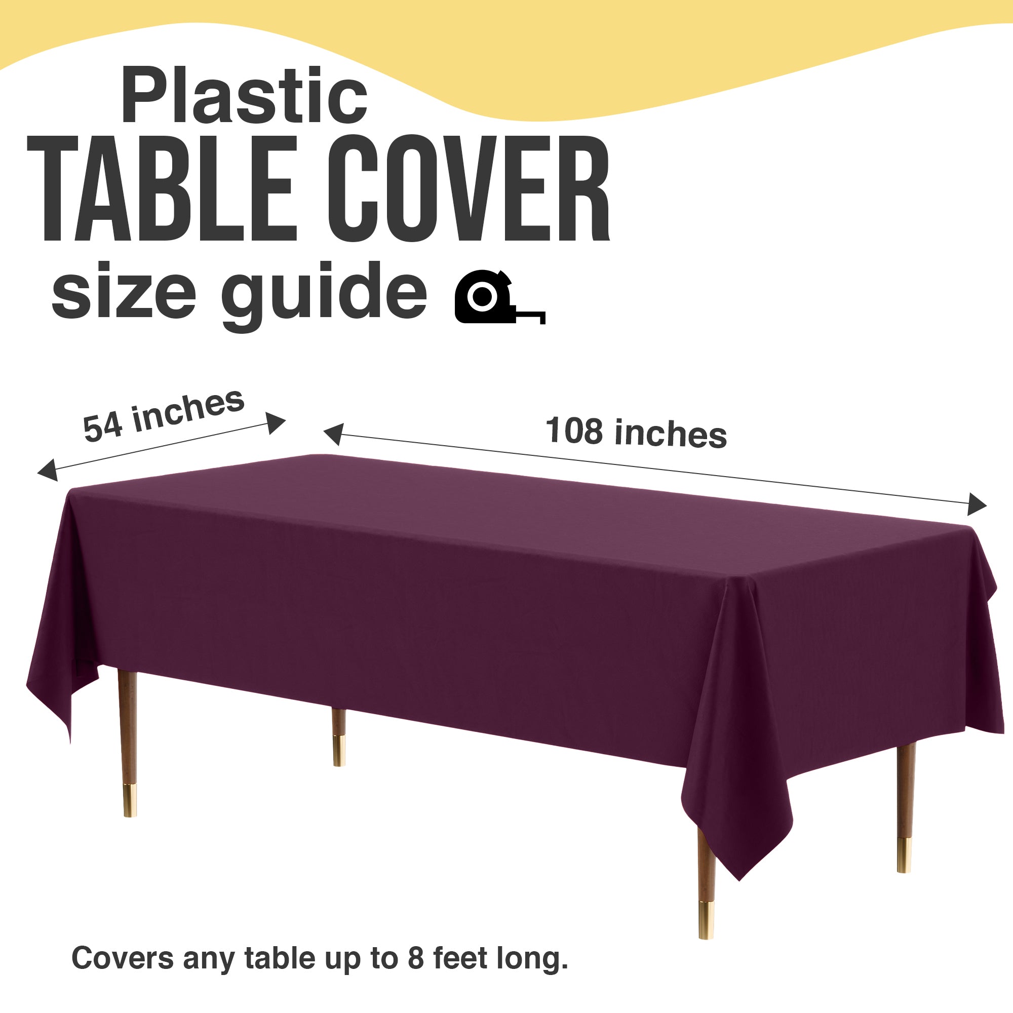 Premium Plum Plastic Table Covers | 6 Pack | 54 in. x 108 in.
