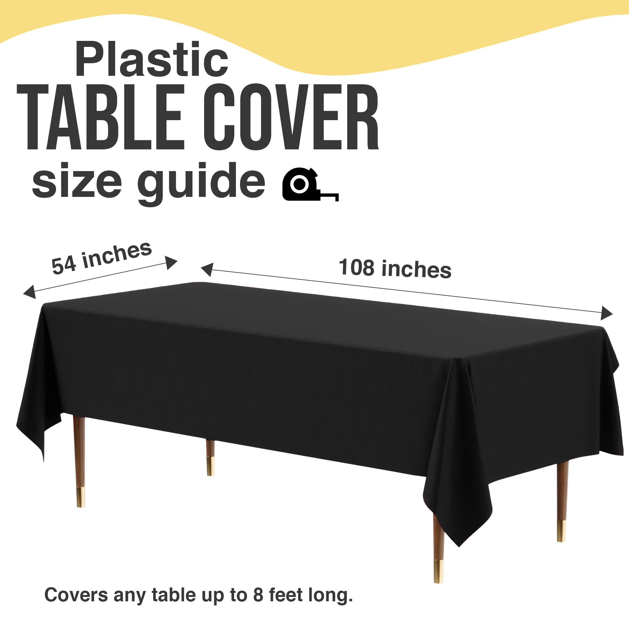 Premium Black Plastic Table Covers | 6 Pack | 54 in. x 108 in.