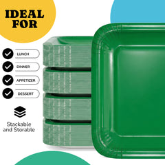 7 In. Emerald Green Square Paper Plates - 20 Ct.