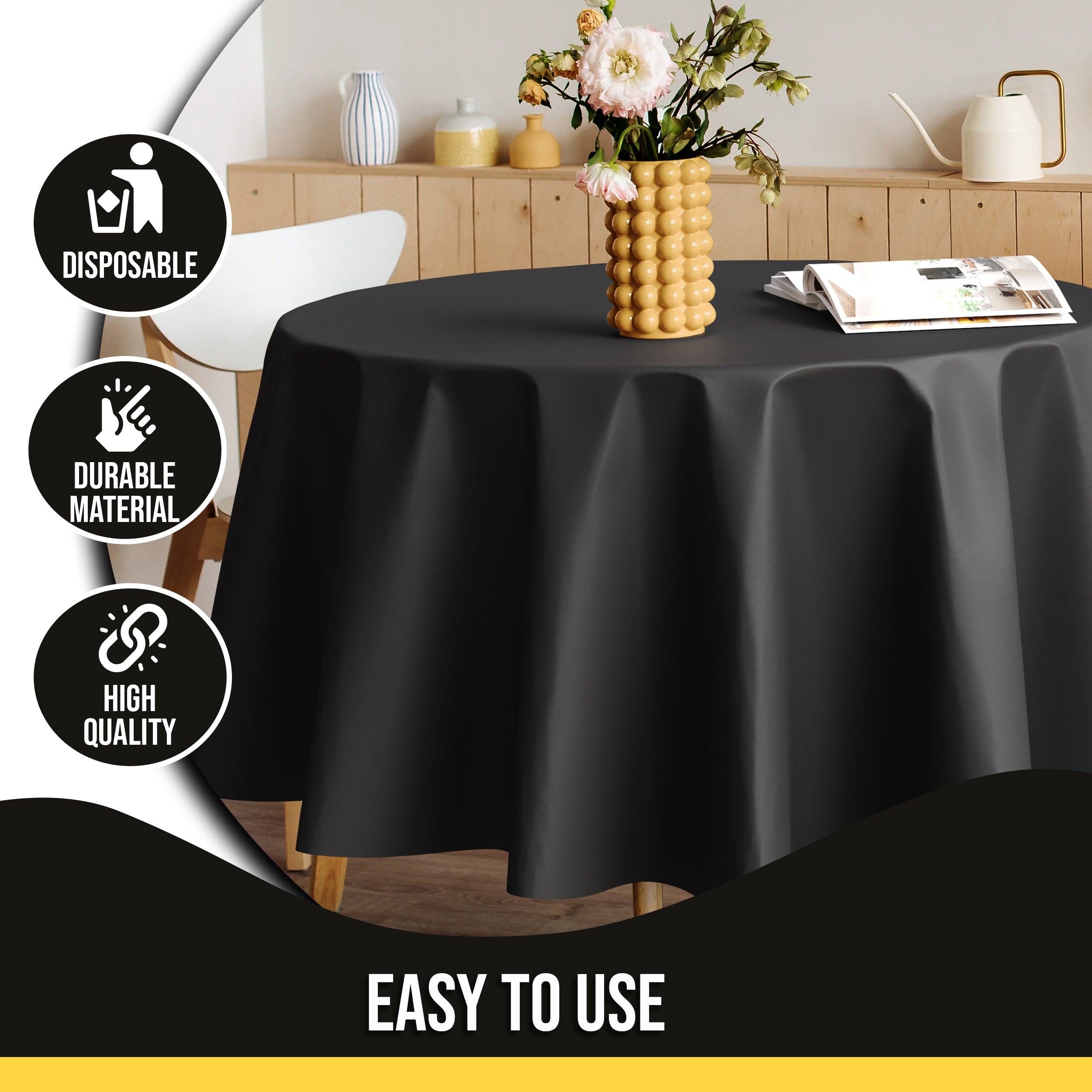 Premium 70" Round Black Table Cover