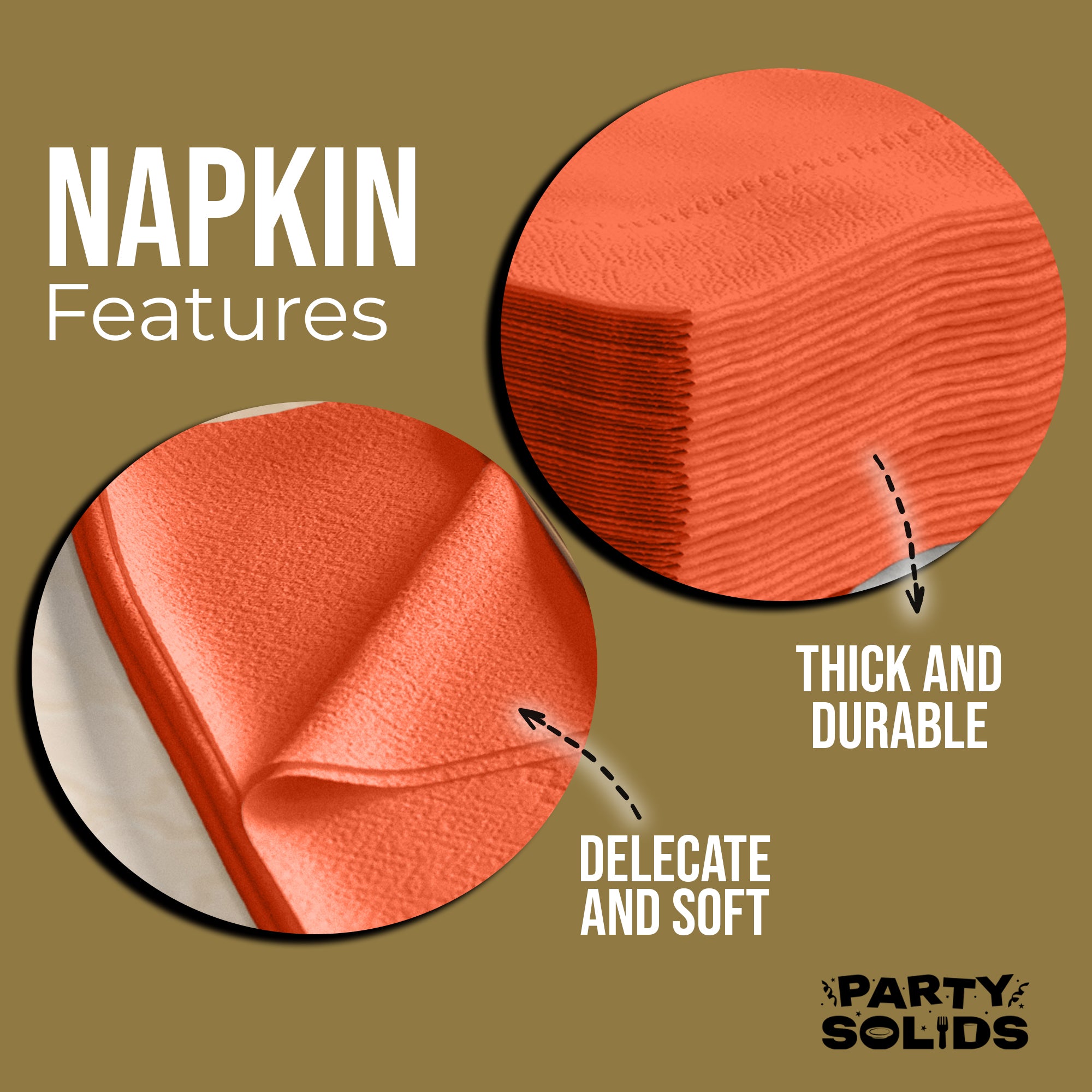 Orange Dinner Napkins | 8 in. x 8 in. | 50 Ct.