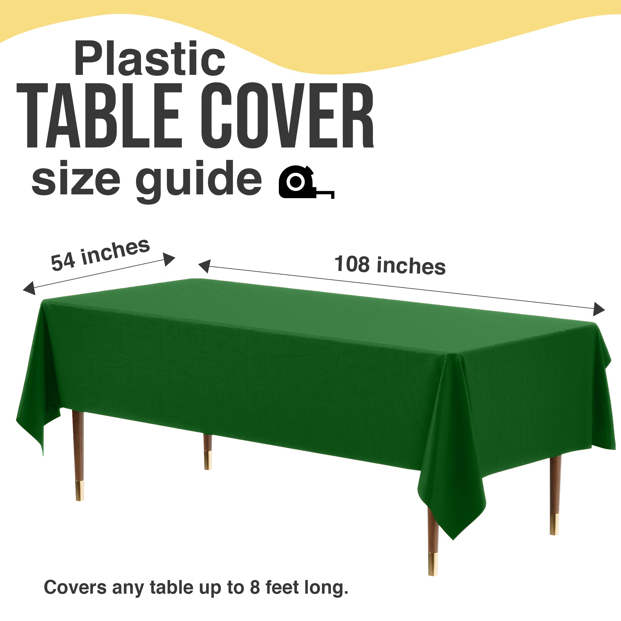 Premium Emerald Green Plastic Table Covers | 6 Pack | 54 in. x 108 in.
