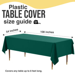 Premium Dark Green Plastic Table Covers | 6 Pack | 54 in. x 108 in.