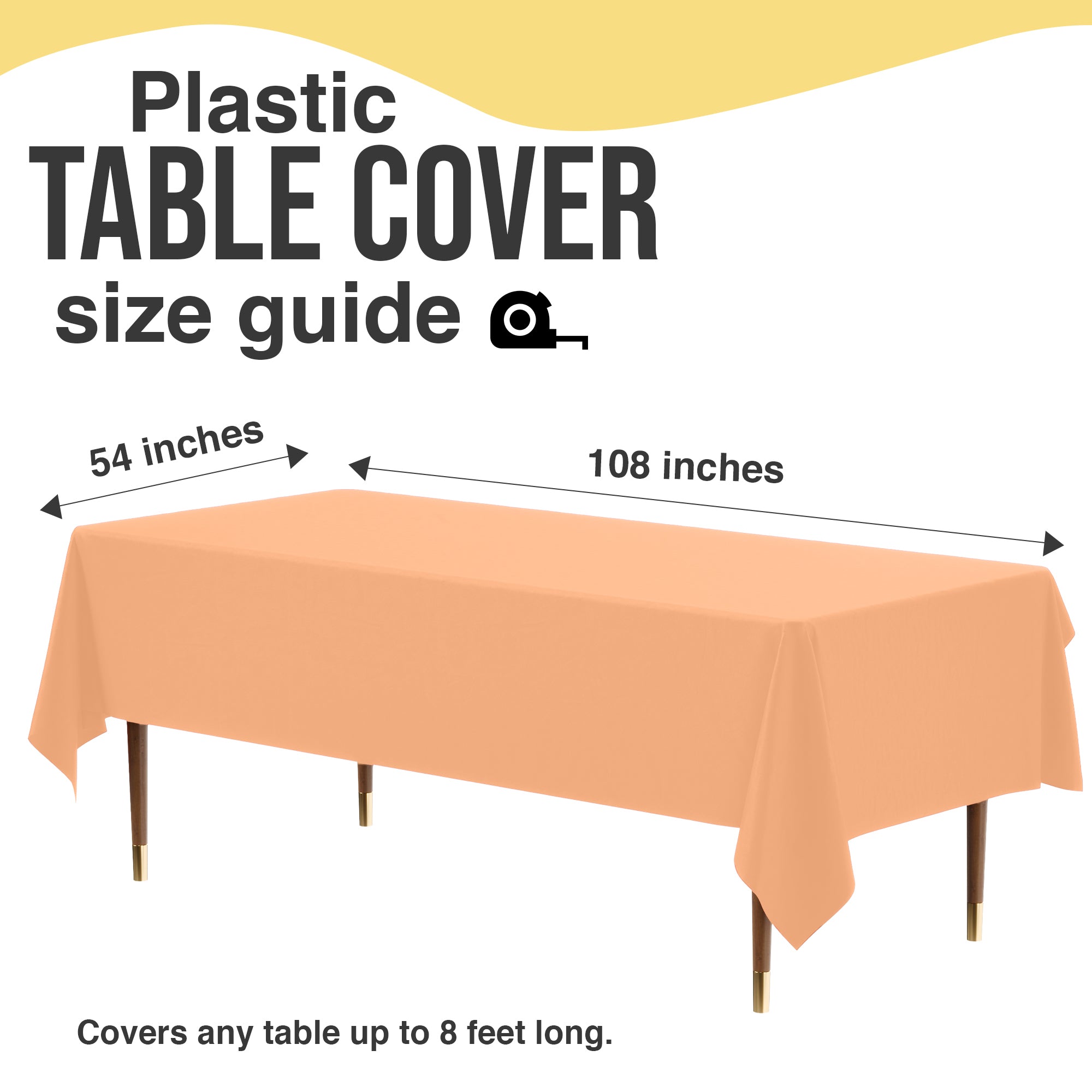 Premium Peach Plastic Table Covers | 6 Pack | 54 in. x 108 in.