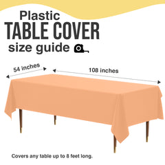 Premium Peach Plastic Table Covers | 6 Pack | 54 in. x 108 in.