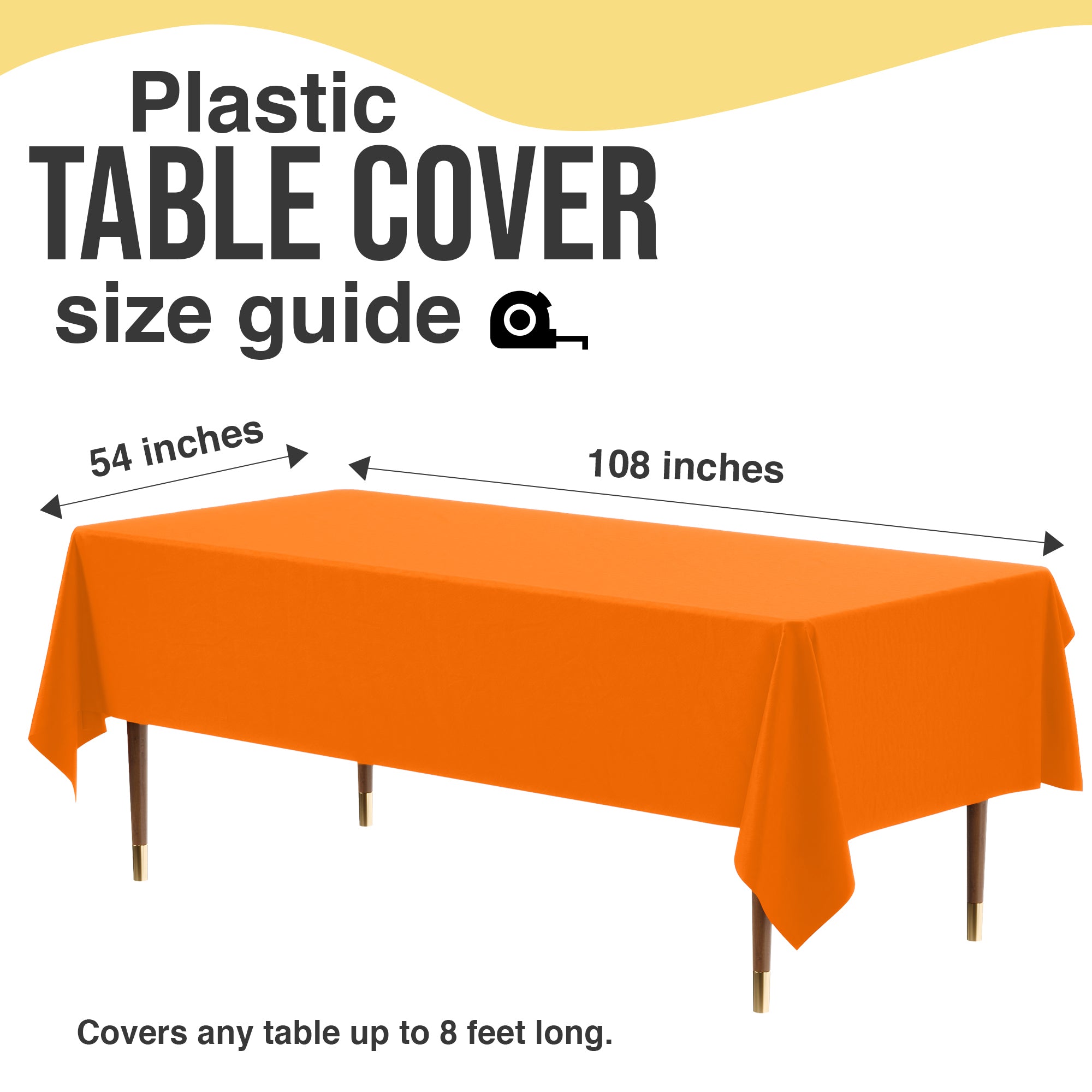 Premium Orange Plastic Table Cover | 54 in. x 108 in.