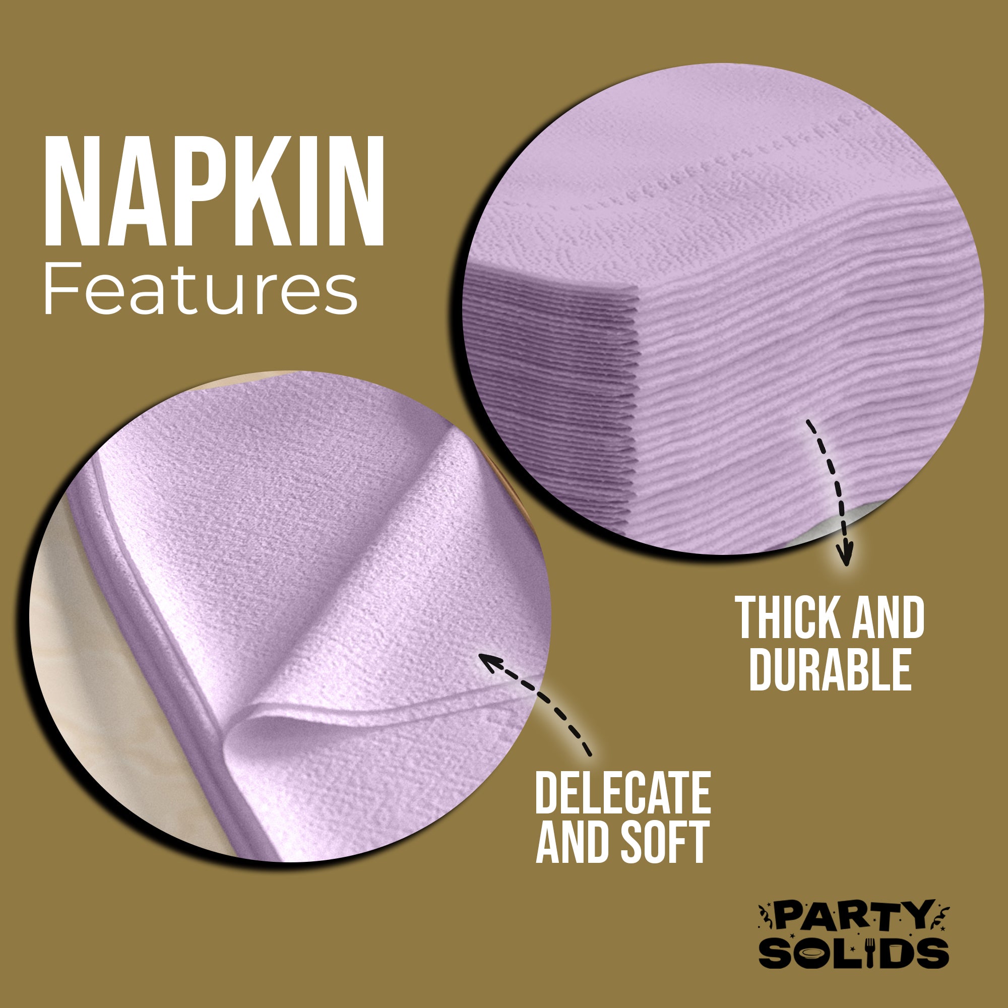 Lavender Dinner Napkins | 8 in. x 8 in. | 50 Ct.