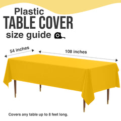 Premium Yellow Plastic Table Covers | 6 Pack | 54 in. x 108 in.