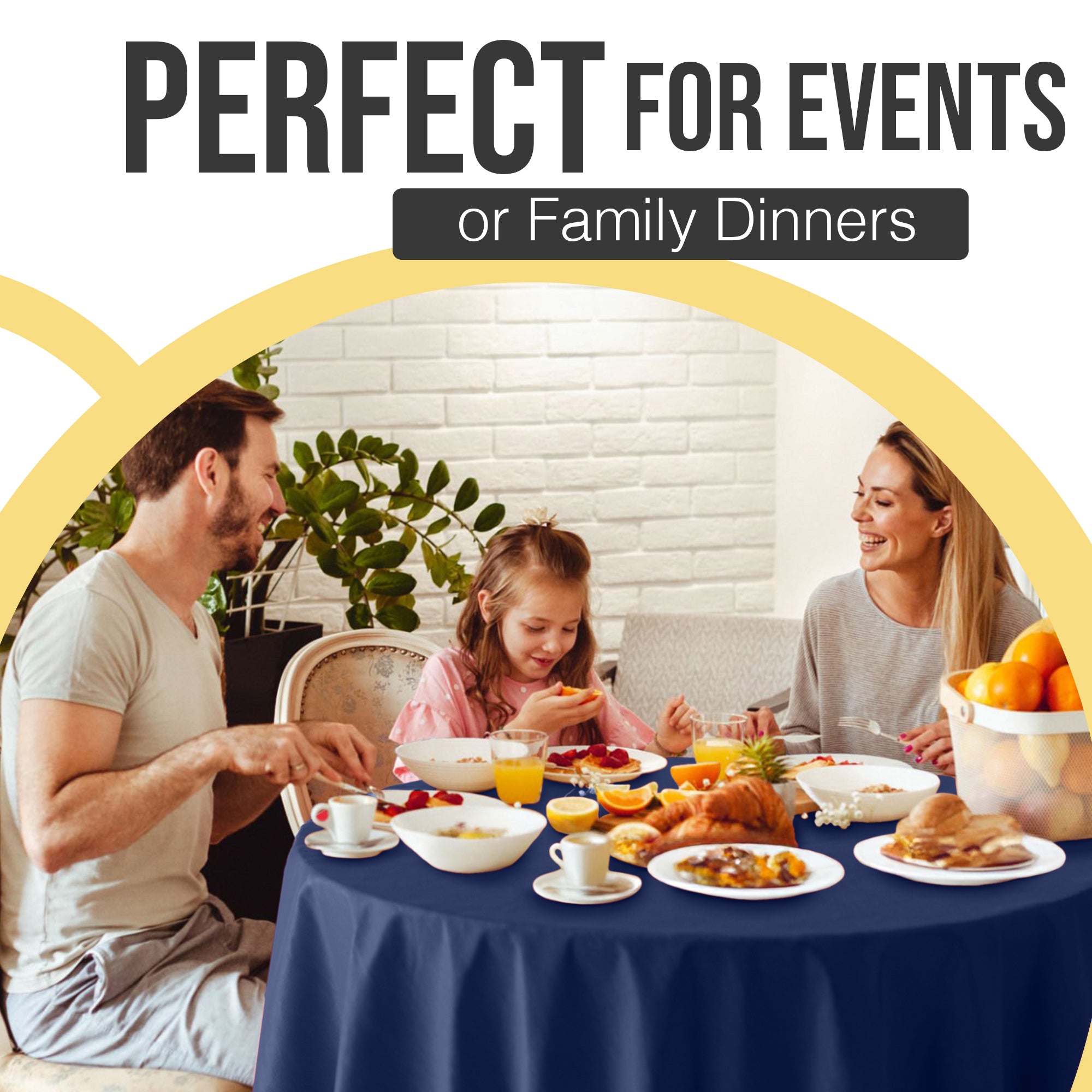 Premium Round Navy Blue Plastic Table Covers | 6 Pack | 84 in.