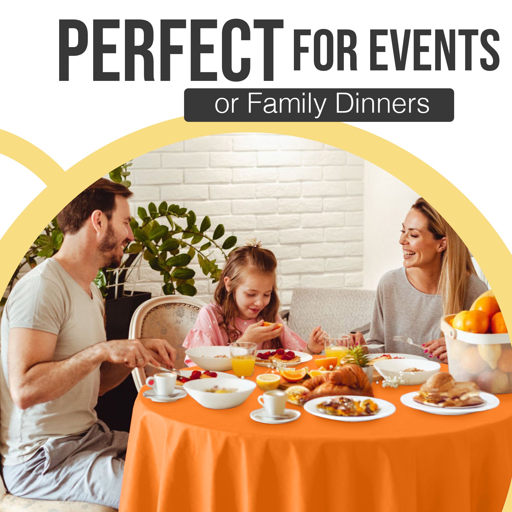 Premium Round Orange Plastic Table Cover | 84 in.