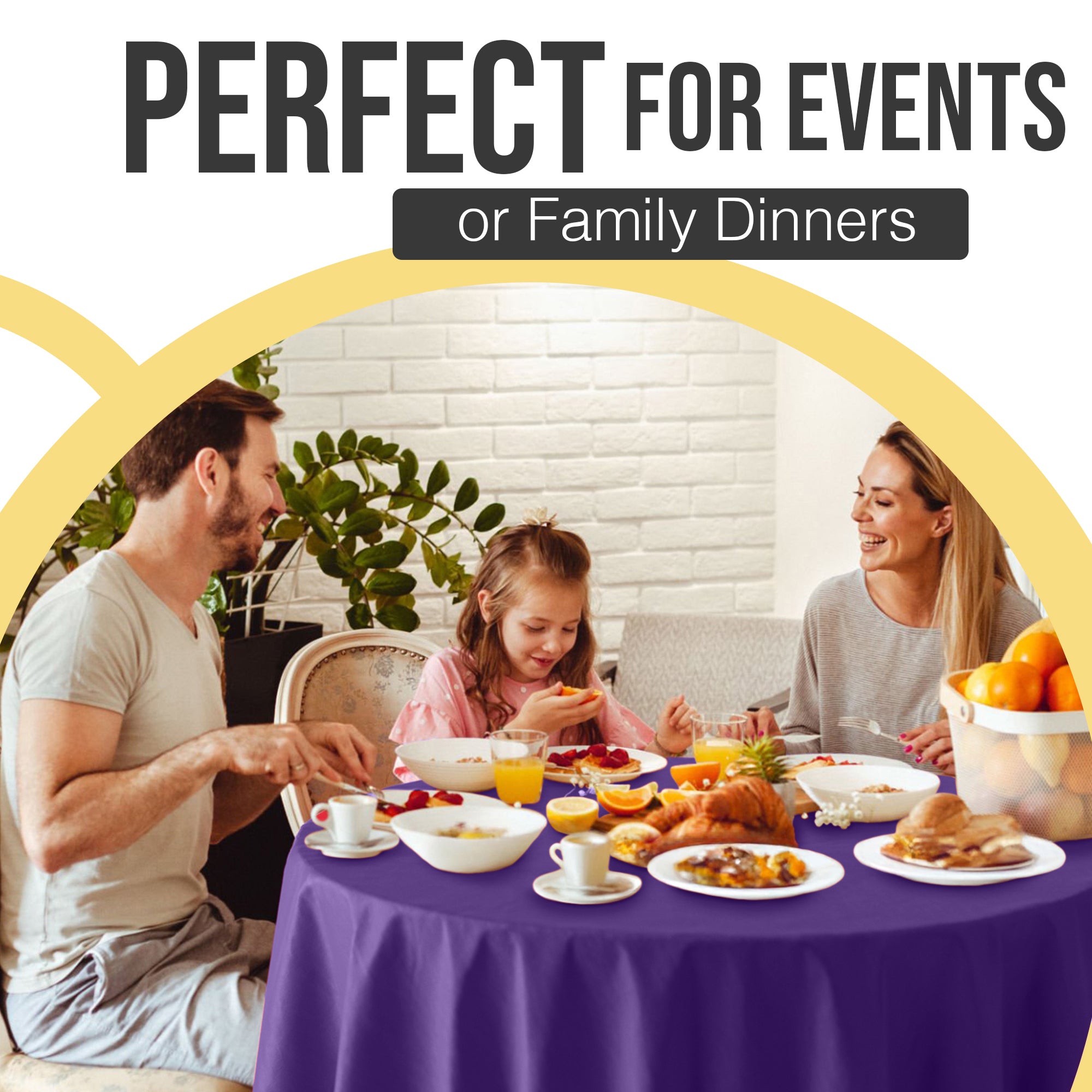Premium Round Purple Plastic Table Cover | 84 in. | Case of 96