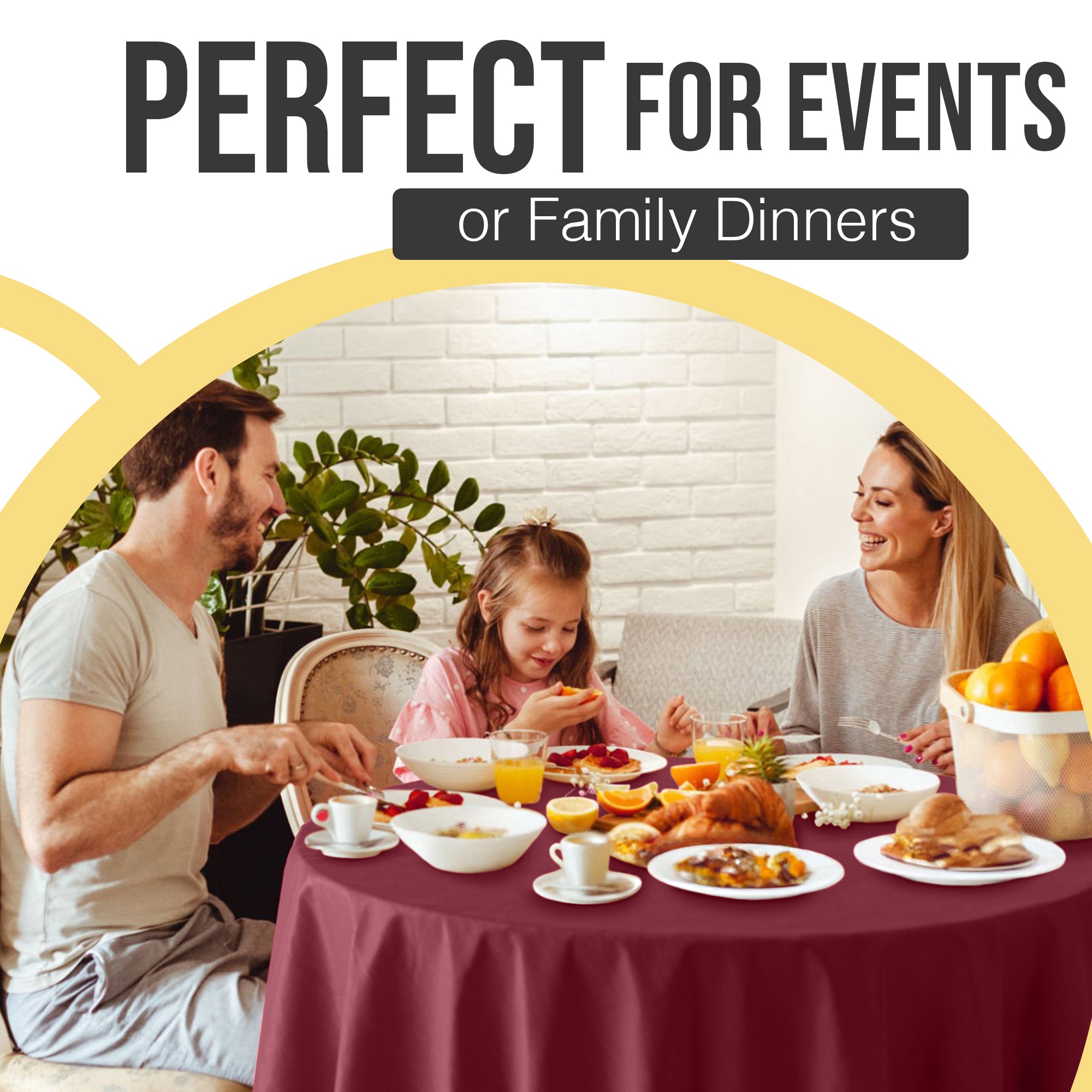 Premium Round Burgundy Plastic Table Covers | 12 Pack | 84 in.