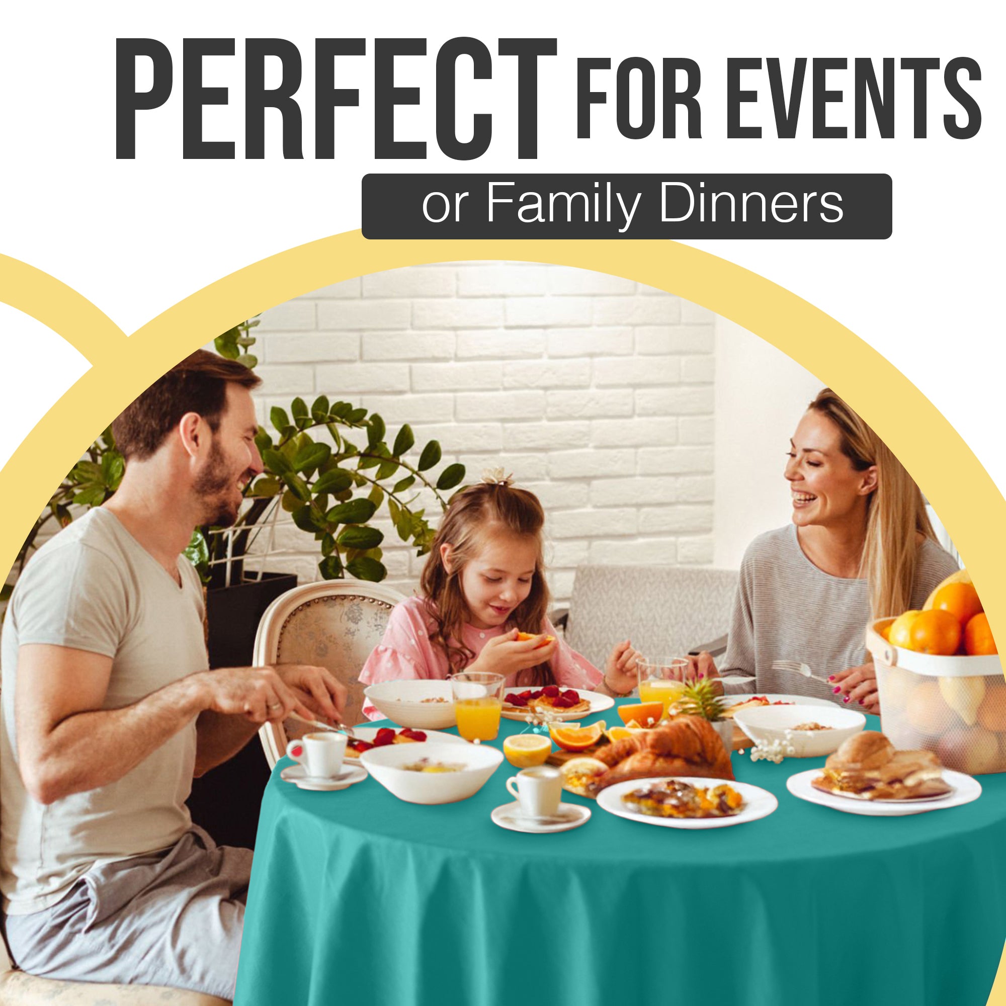 Premium Round Teal Plastic Table Covers | 6 Pack | 84 in.