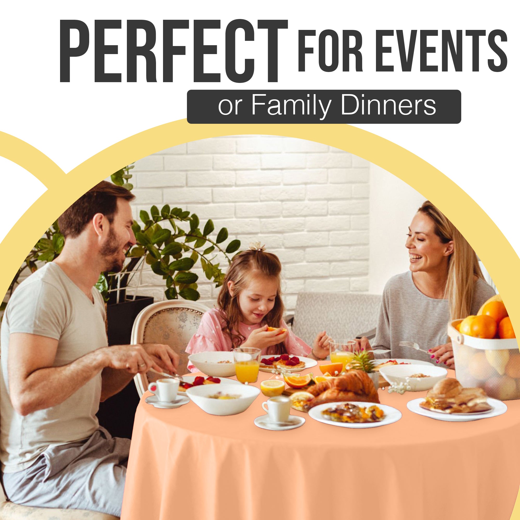 Premium Round Peach Plastic Table Covers | 12 Pack | 84 in.