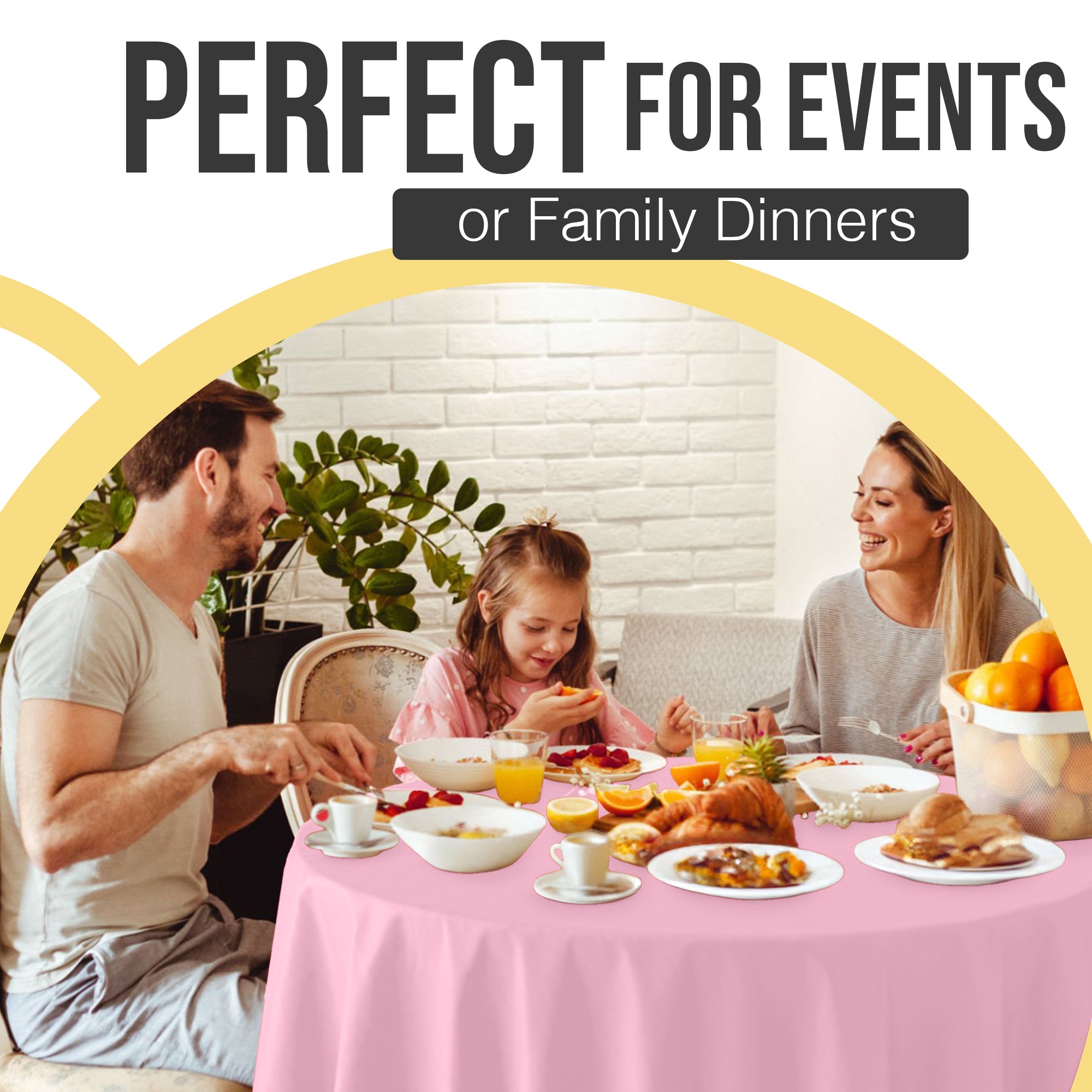 Premium Round Pink Plastic Table Cover | 84 in.