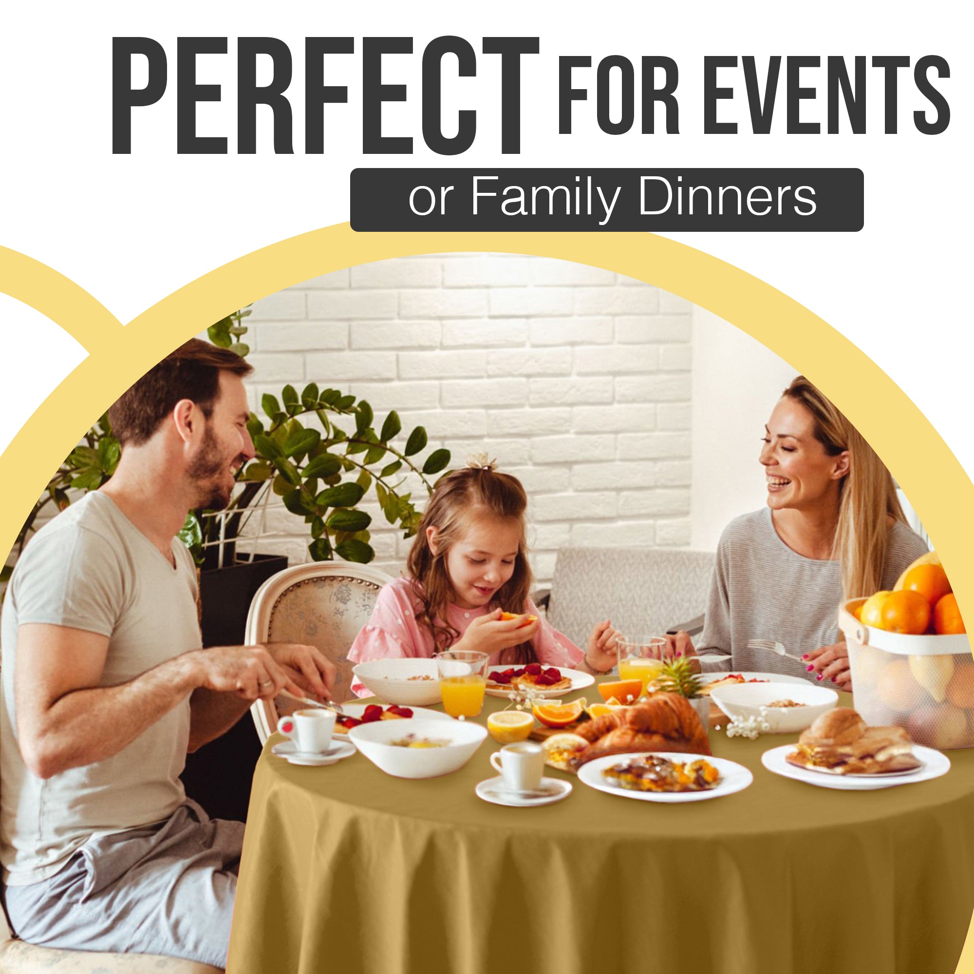 Premium Round Gold Plastic Table Covers | 12 Pack | 84 in.