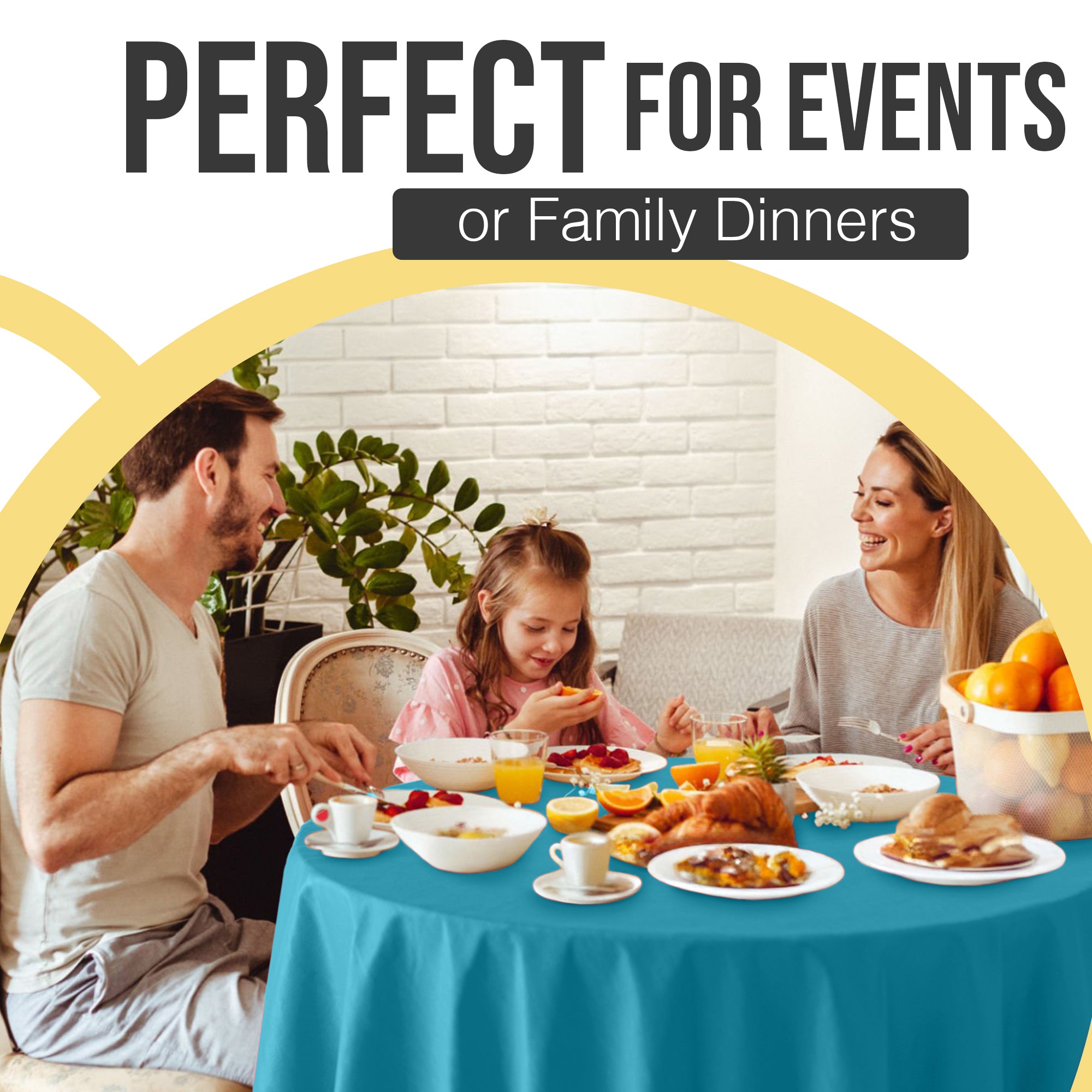 Premium Round Turquoise Plastic Table Covers | 6 Pack | 84 in.