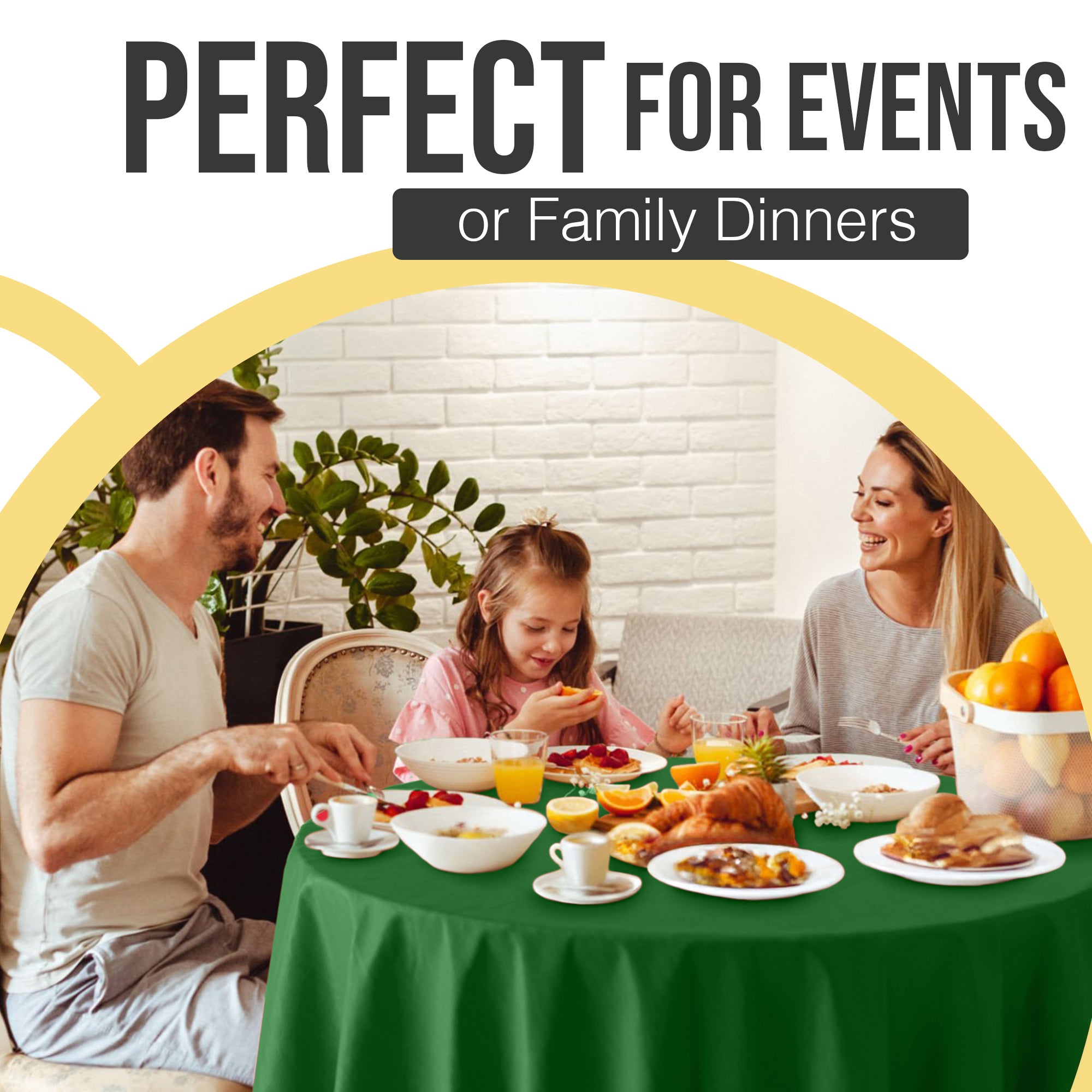 Premium Round Emerald Green Plastic Table Covers | 6 Pack | 84 in.