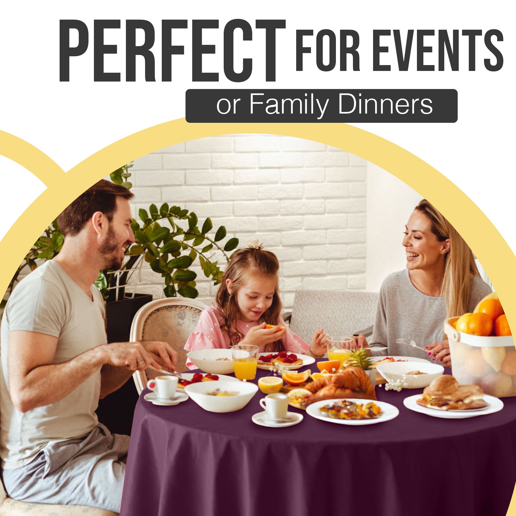 Premium Round Plum Plastic Table Covers | 6 Pack | 84 in.