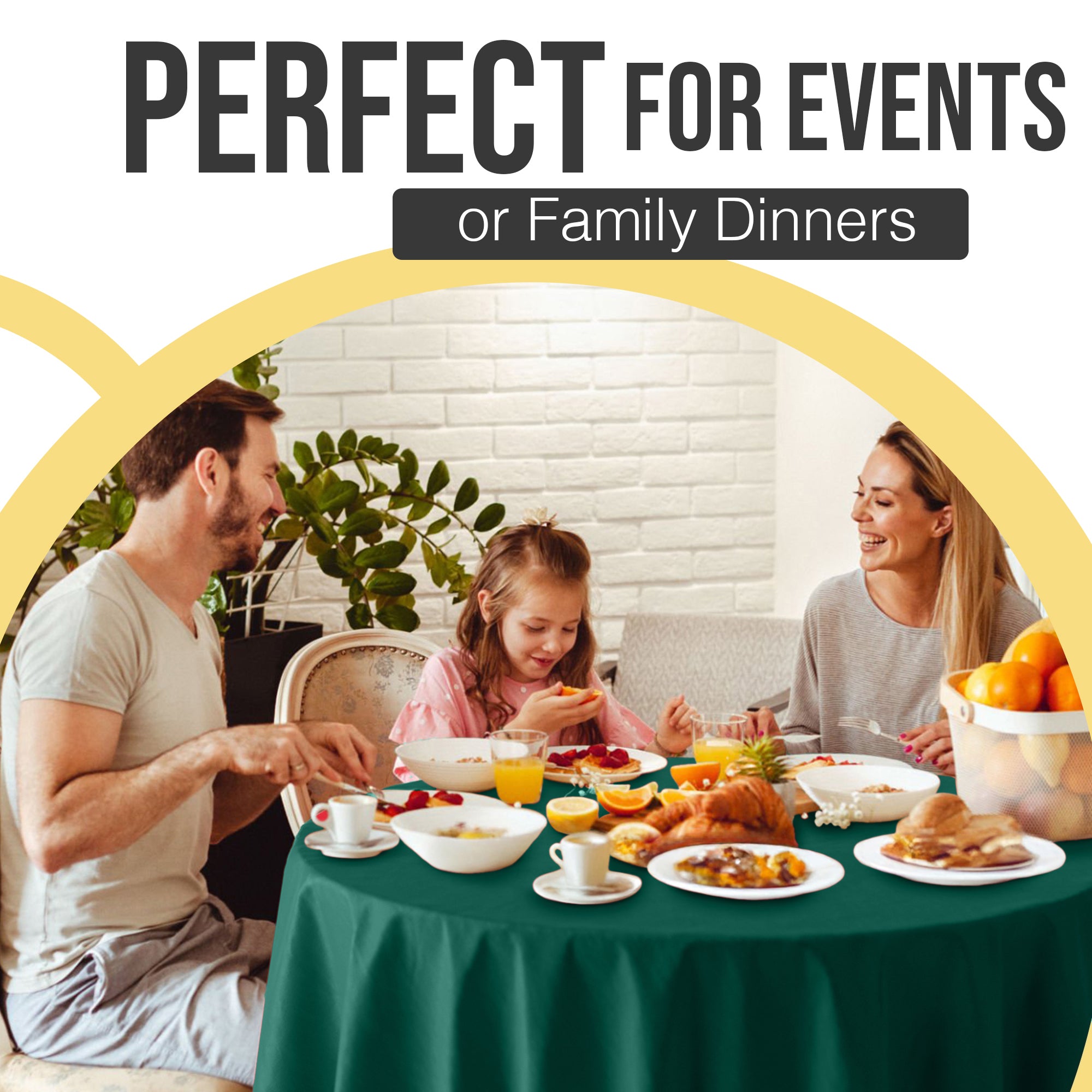Premium Round Dark Green Plastic Table Covers | 6 Pack | 84 in.