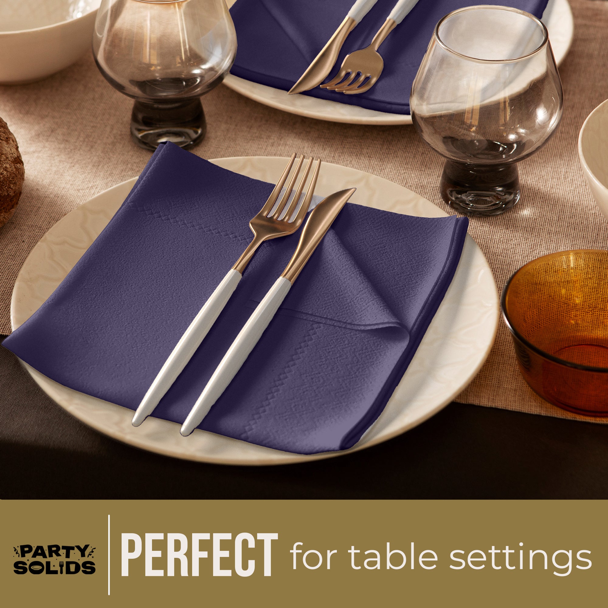 Dark Purple Dinner Napkins | 8 in. x 8 in. | 50 Ct.
