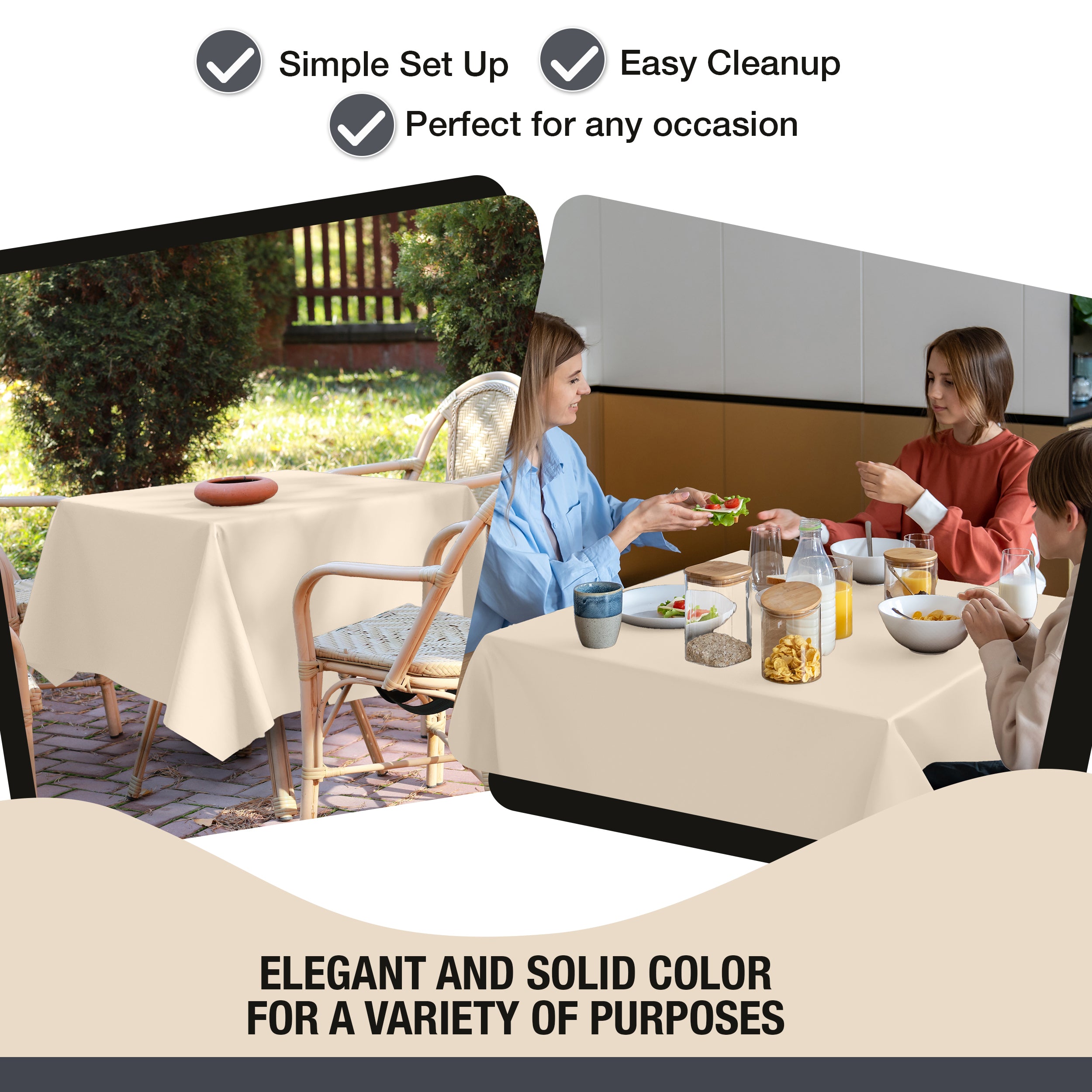 Premium Square Ivory Table Cover 52" x 52" | 1 Pack