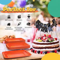 7 In. Orange Square Paper Plates - 20 Ct.