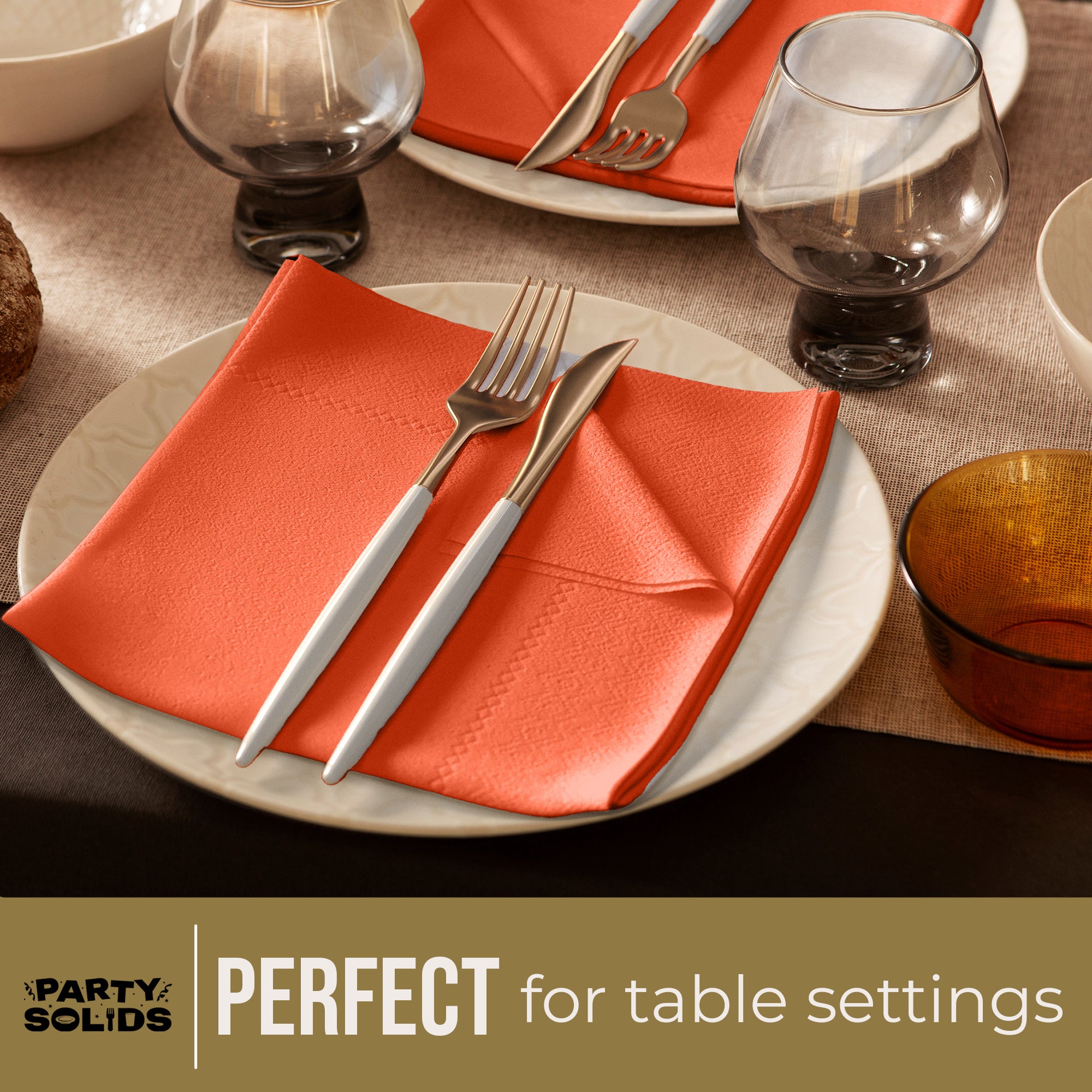 Orange Dinner Napkins | 8 in. x 8 in. | 50 Ct.