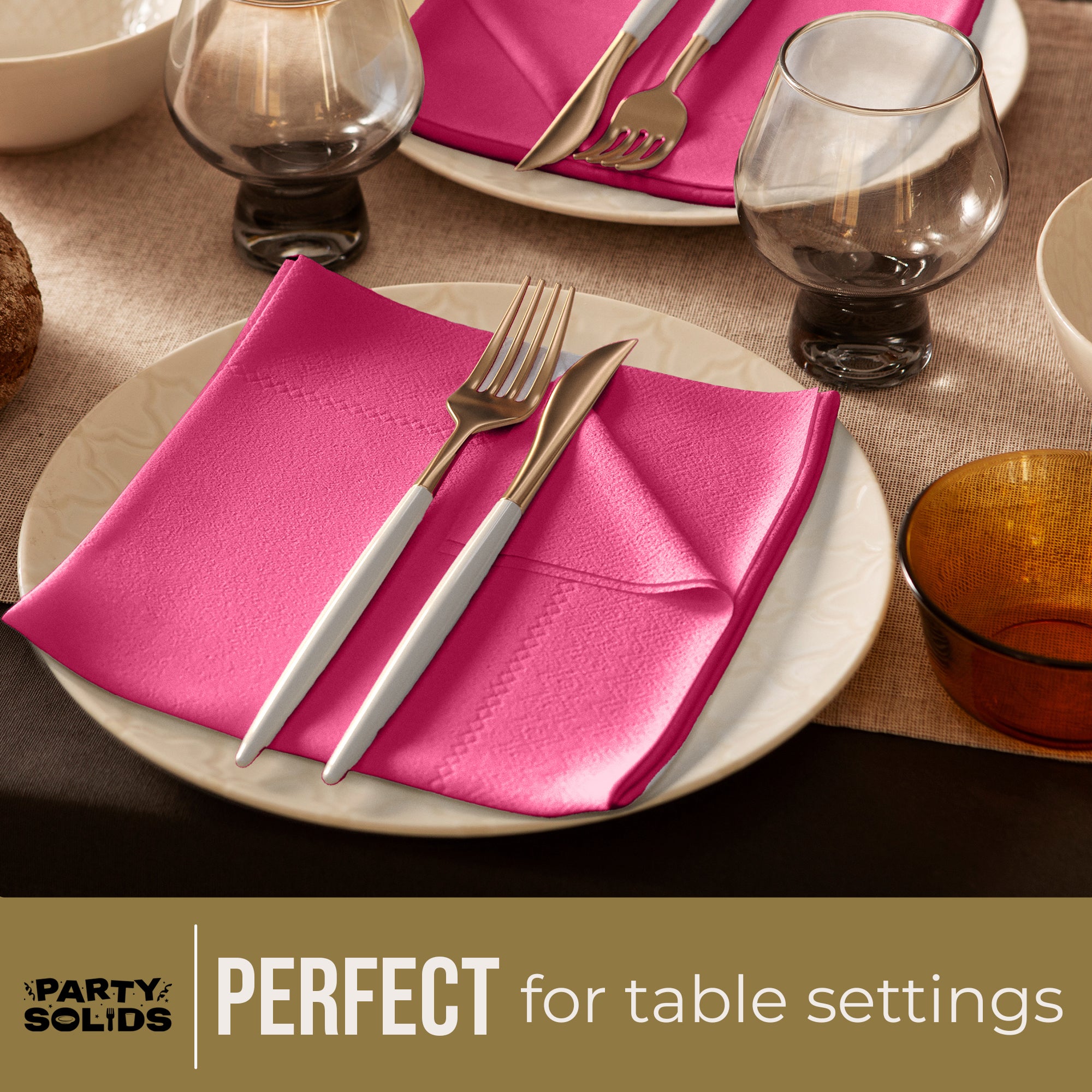 Cerise Dinner Napkins | 8 in. x 8 in. | 50 Ct.