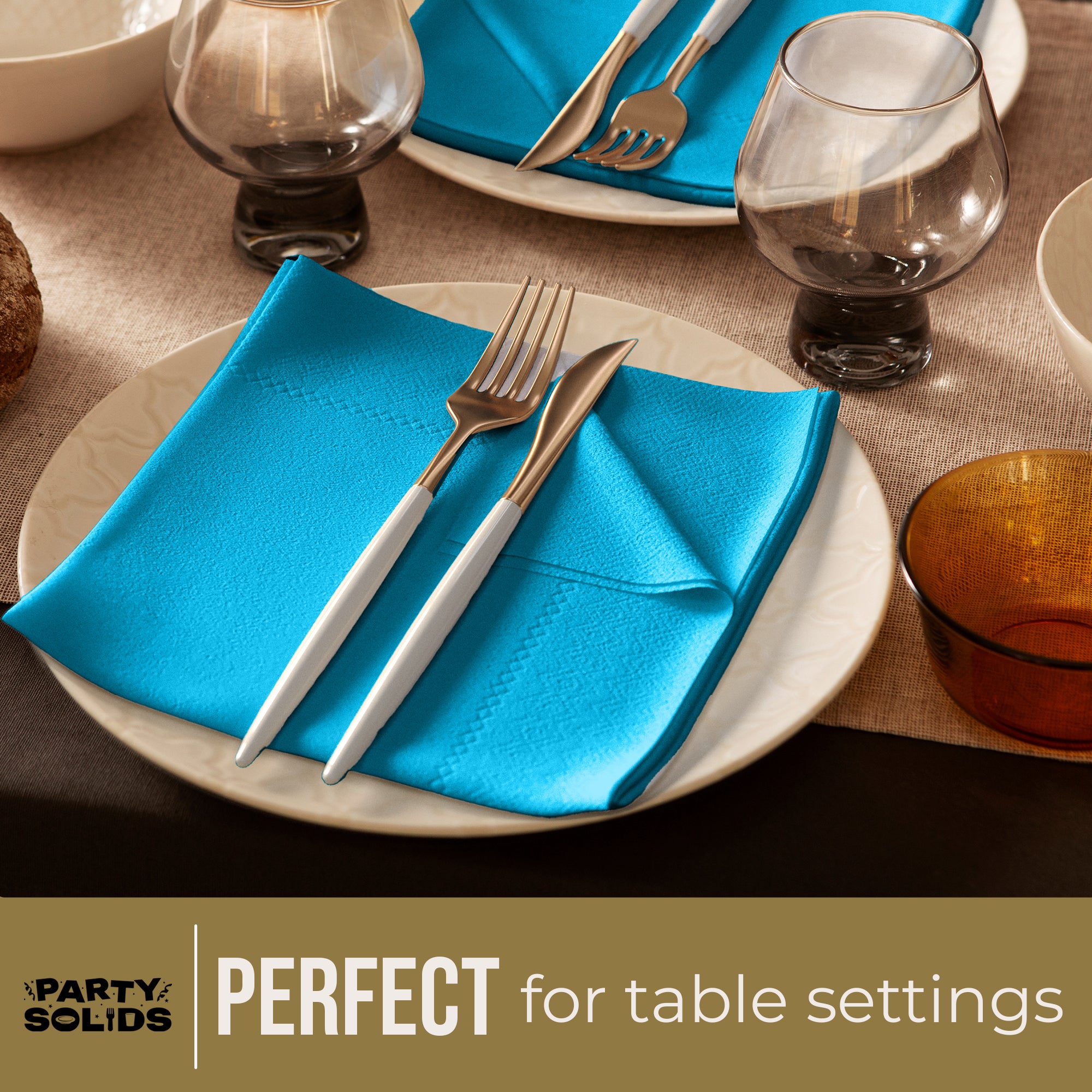 Turquoise Dinner Napkins | 8 in. x 8 in. | 50 Ct.